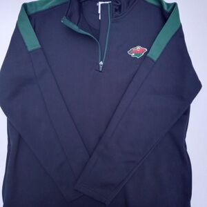 NHL Black and Green Sweatshirt with Quarter-Zip